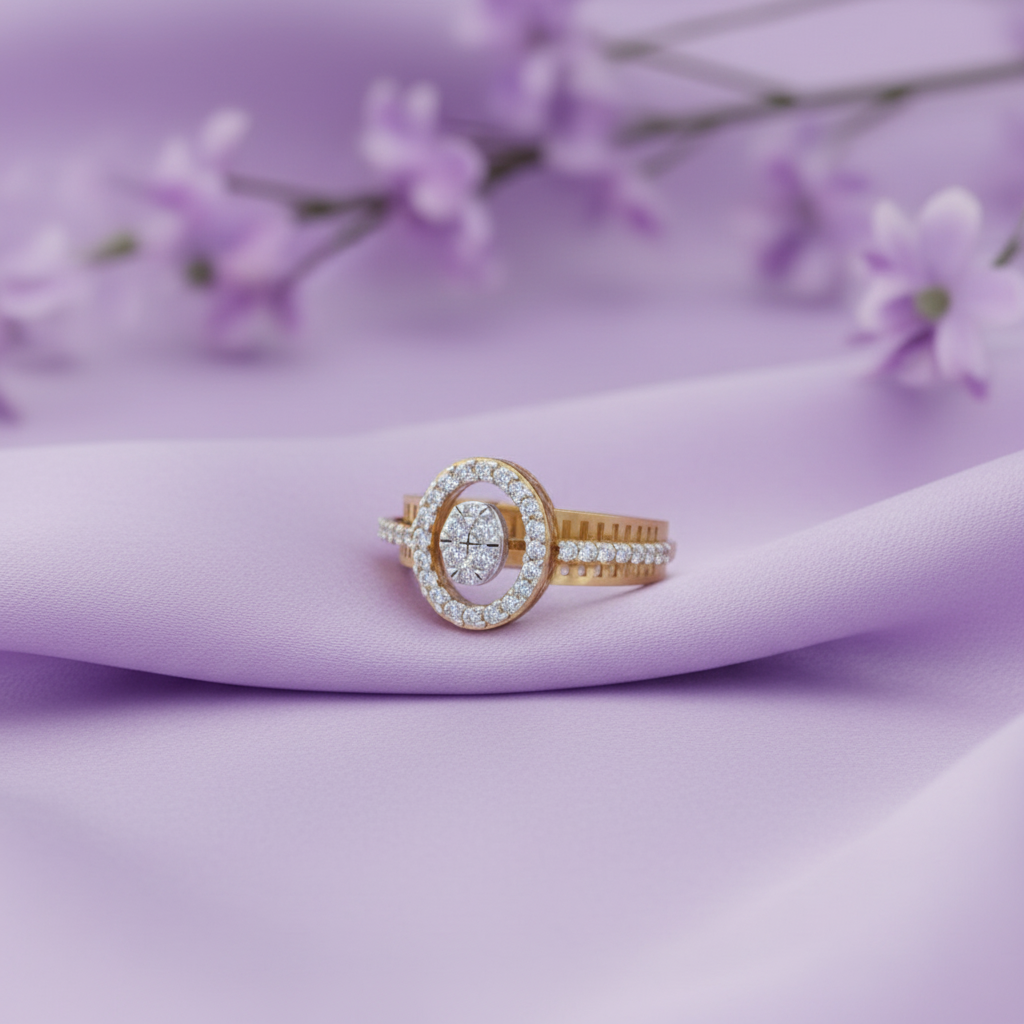 Gold Halo Ring Lavender Style 2