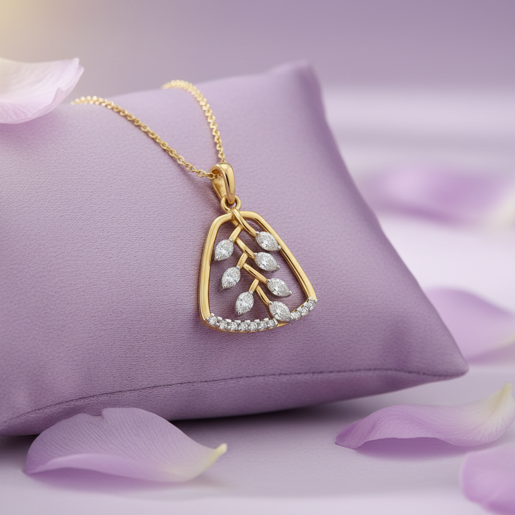 Gold leaf pendant - lavender cushion 2