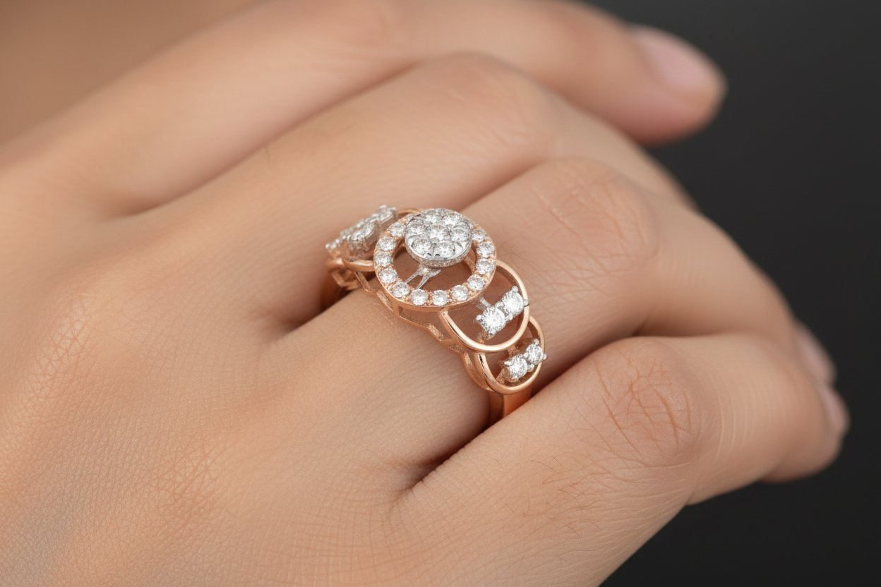 Healthier Finger - Rose Gold Open Loop Diamond Ring