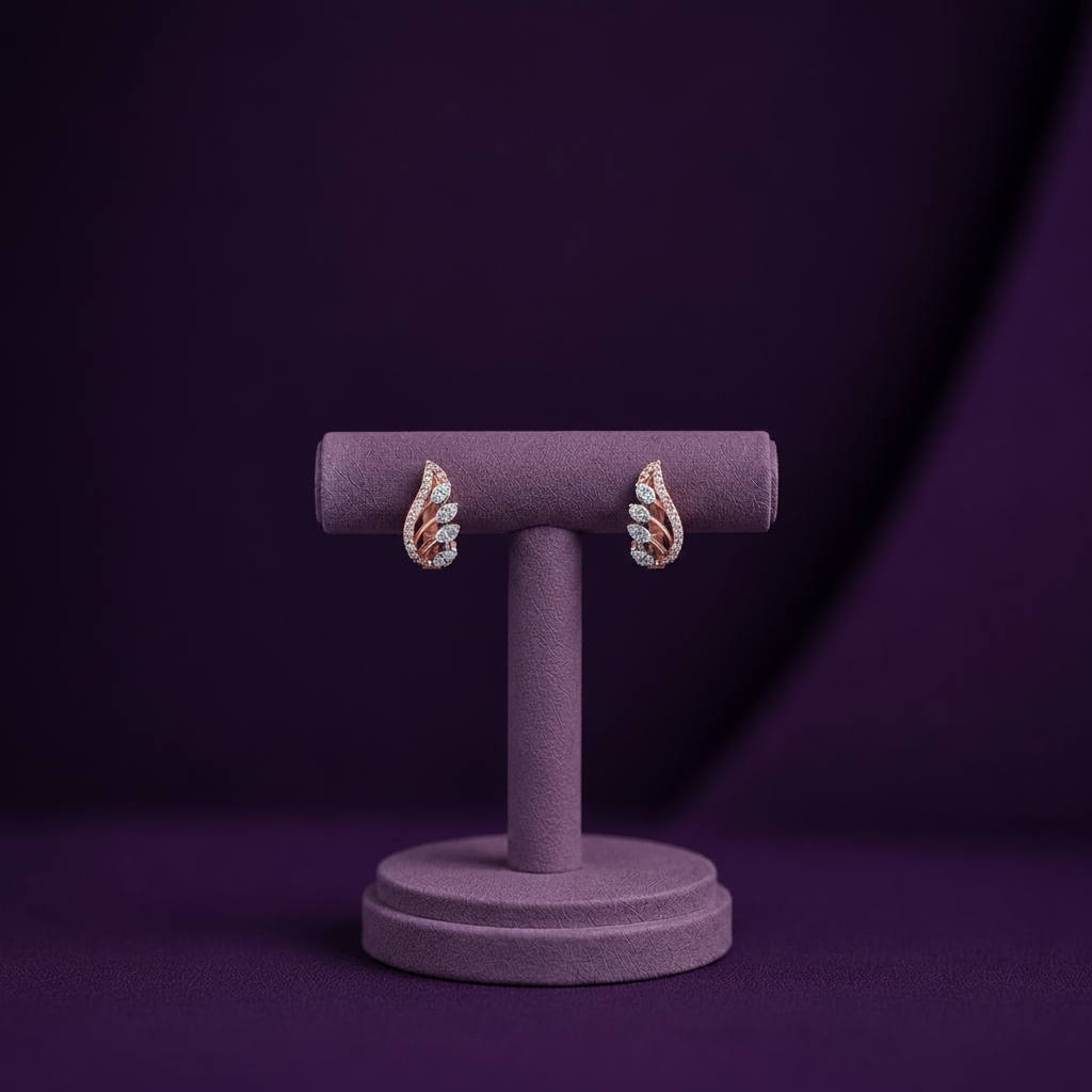 HER02467A Tiny Earrings on Full Stand Purple BG