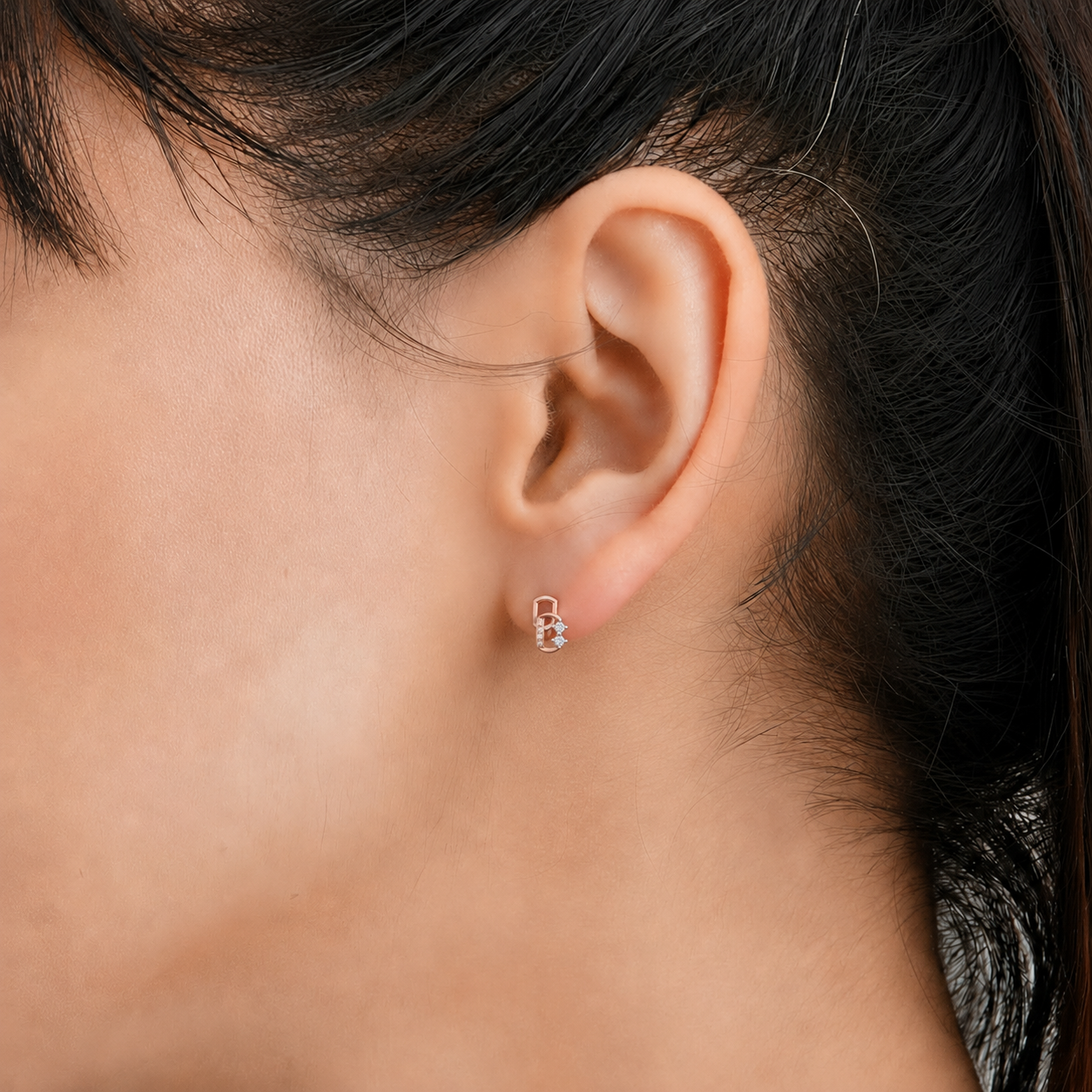 Geometric Frame Diamond 925 Silver Studs