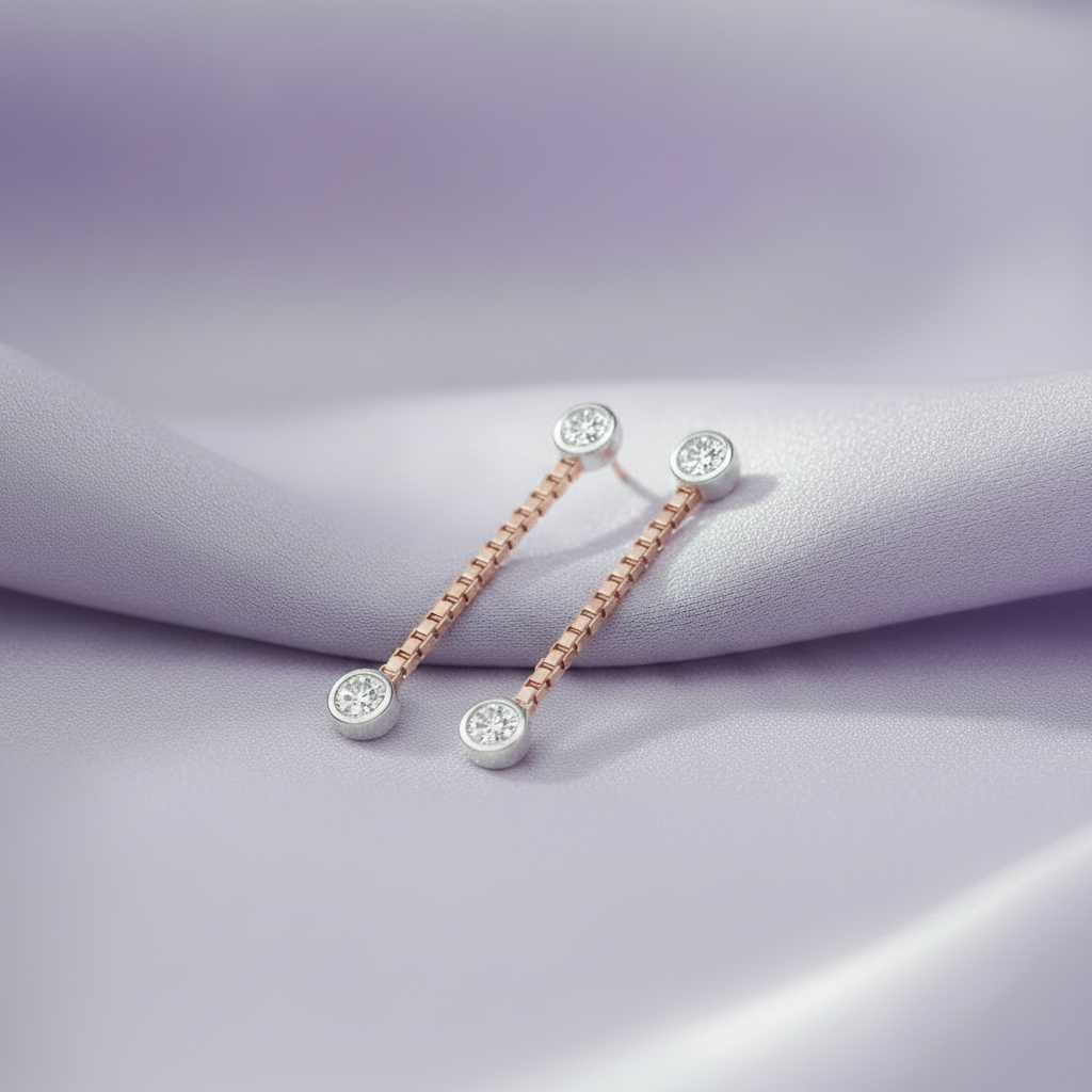 HER03379 Rose Gold Chain Drop – Resting on Silk