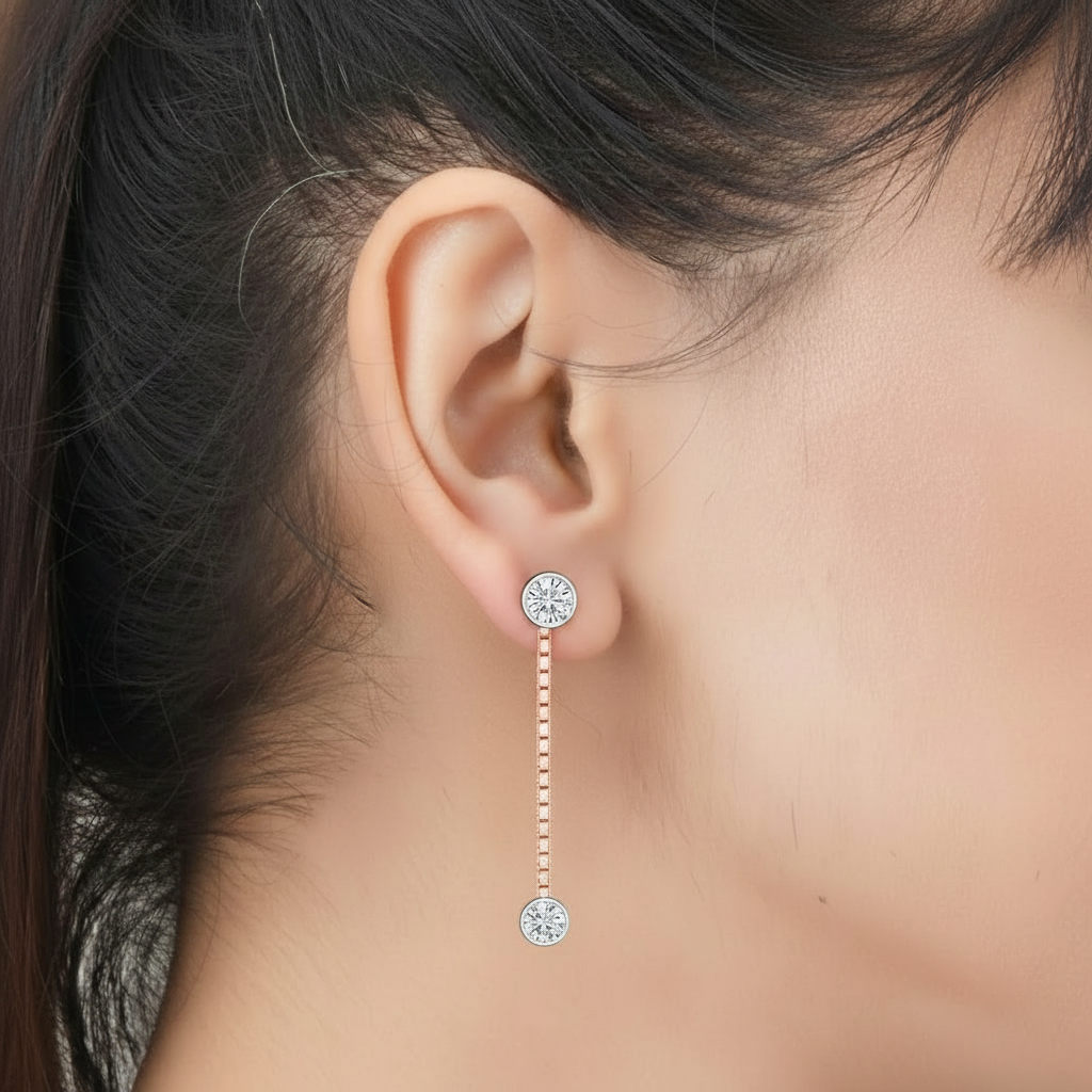 HER03379 Rose Gold Chain Drop – Shorter Model Shot
