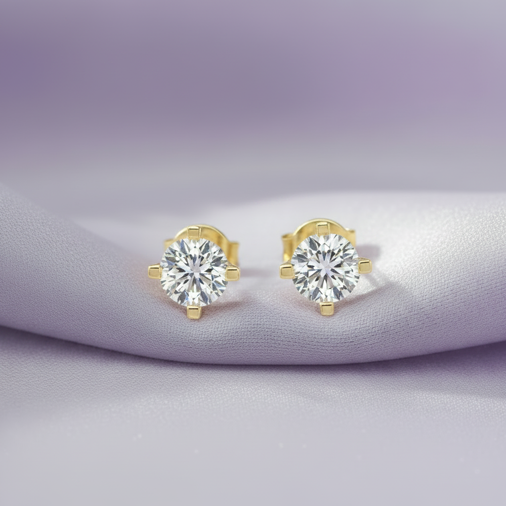 HER03412 Yellow Gold Solitaire Diamond – Lavender Silk