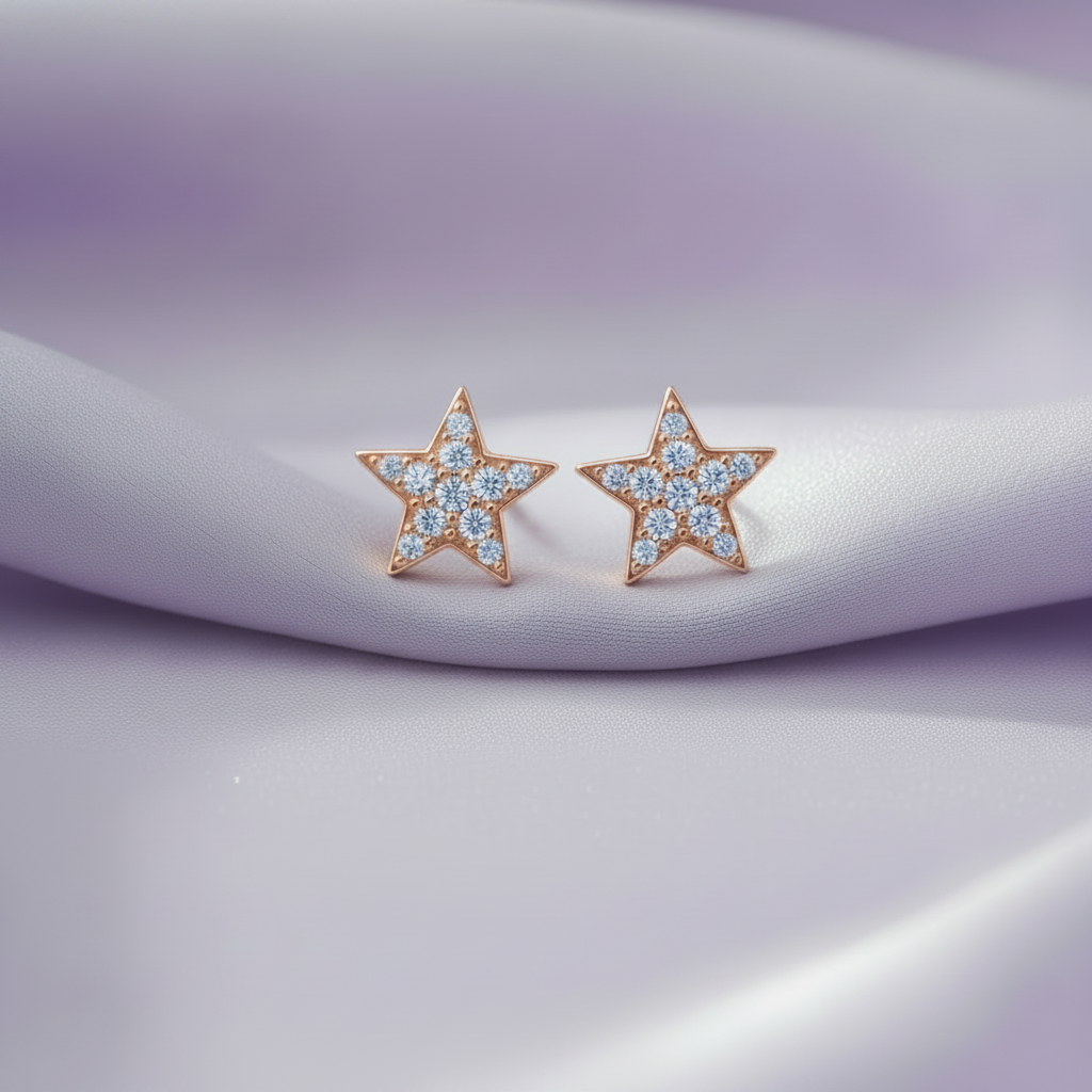 HER03419 Yellow Gold Diamond Star – Lavender Silk