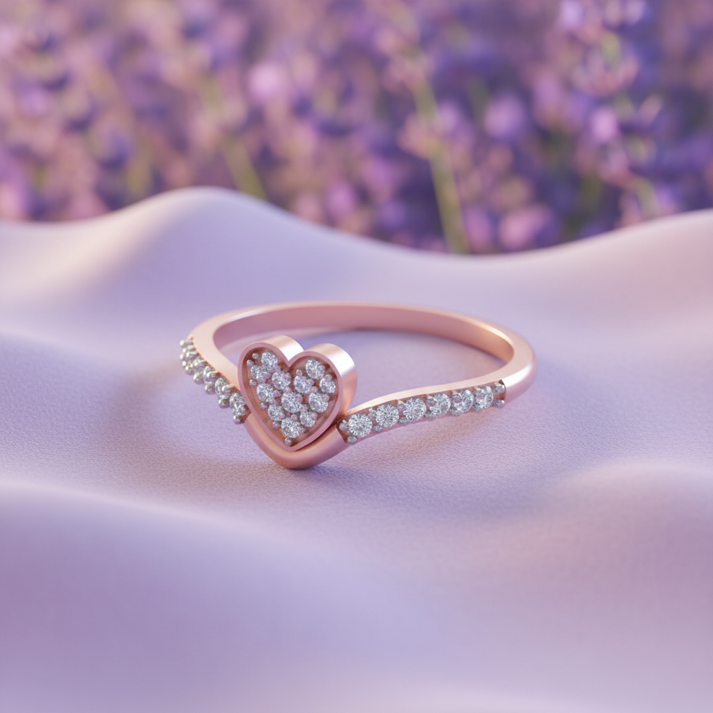 HLR03970 Heart Ring - Lavender Theme Angled