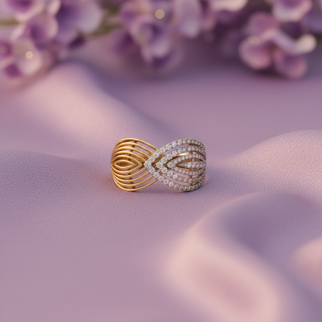 HLR06331 Woven Cage Ring - Lavender Theme 2
