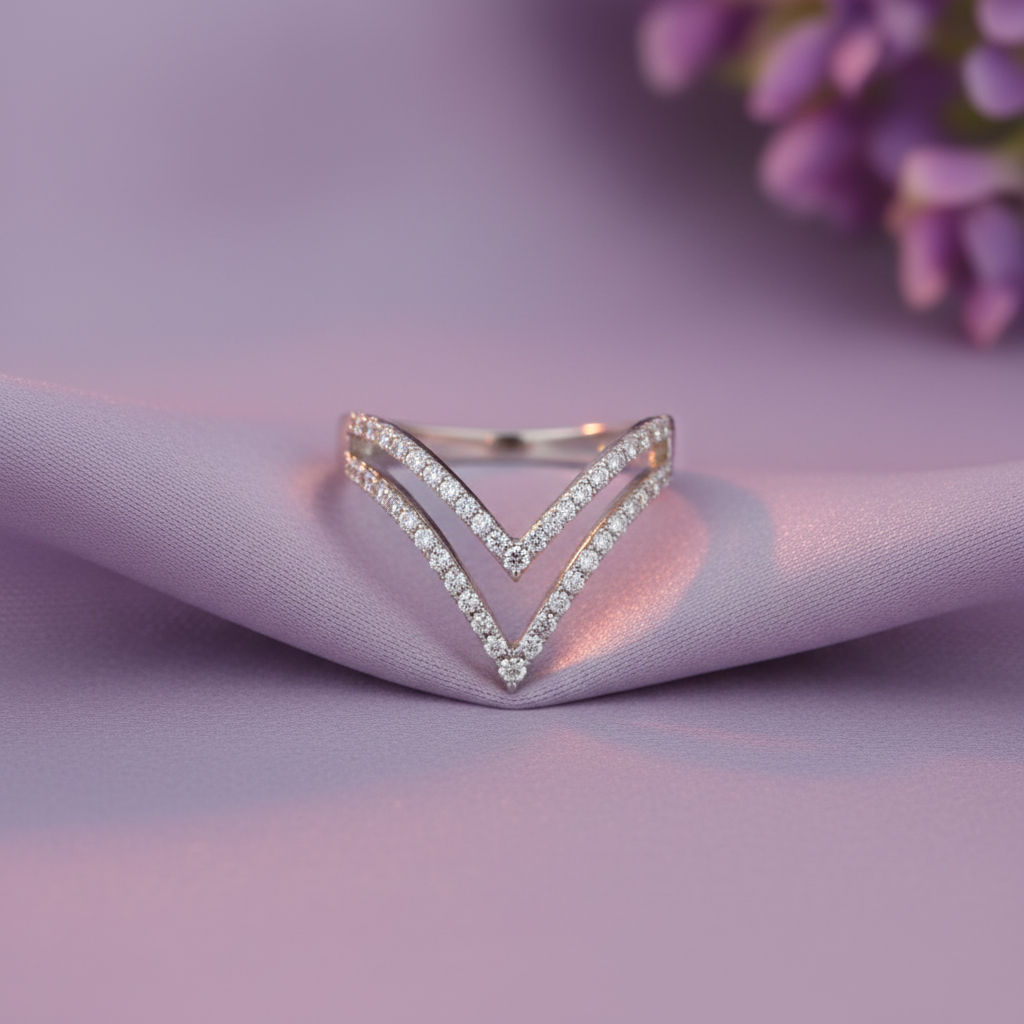 HLR06424 Double Chevron Ring - Lavender Theme 1