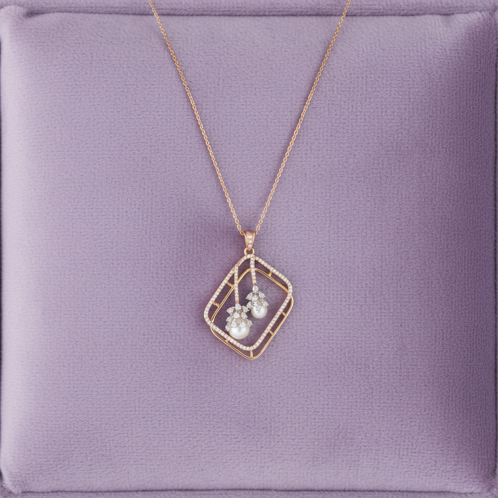 HPS02035 small rectangular pearl pendant fresh lavender velvet