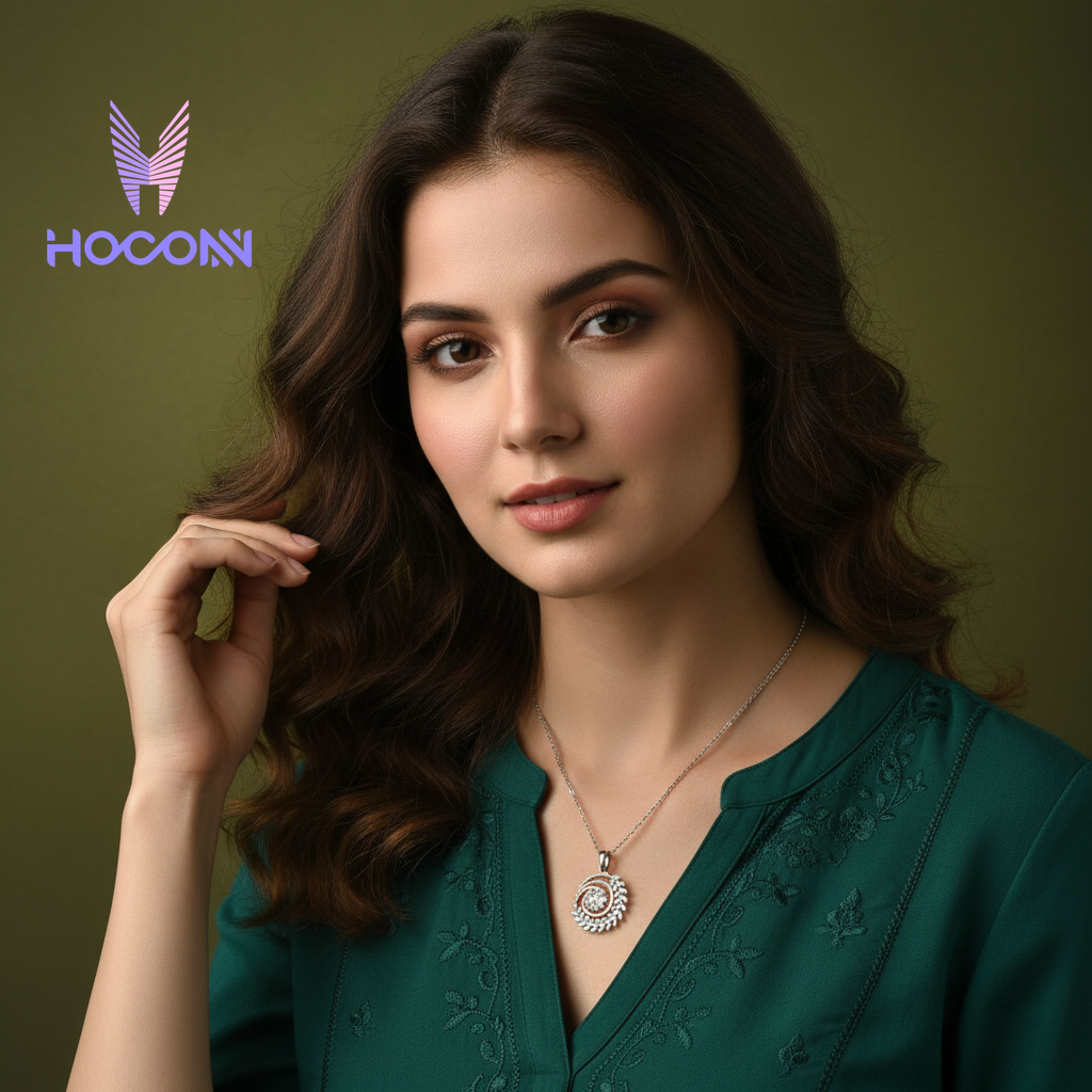 Leafy Vein Diamond Silver Pendant