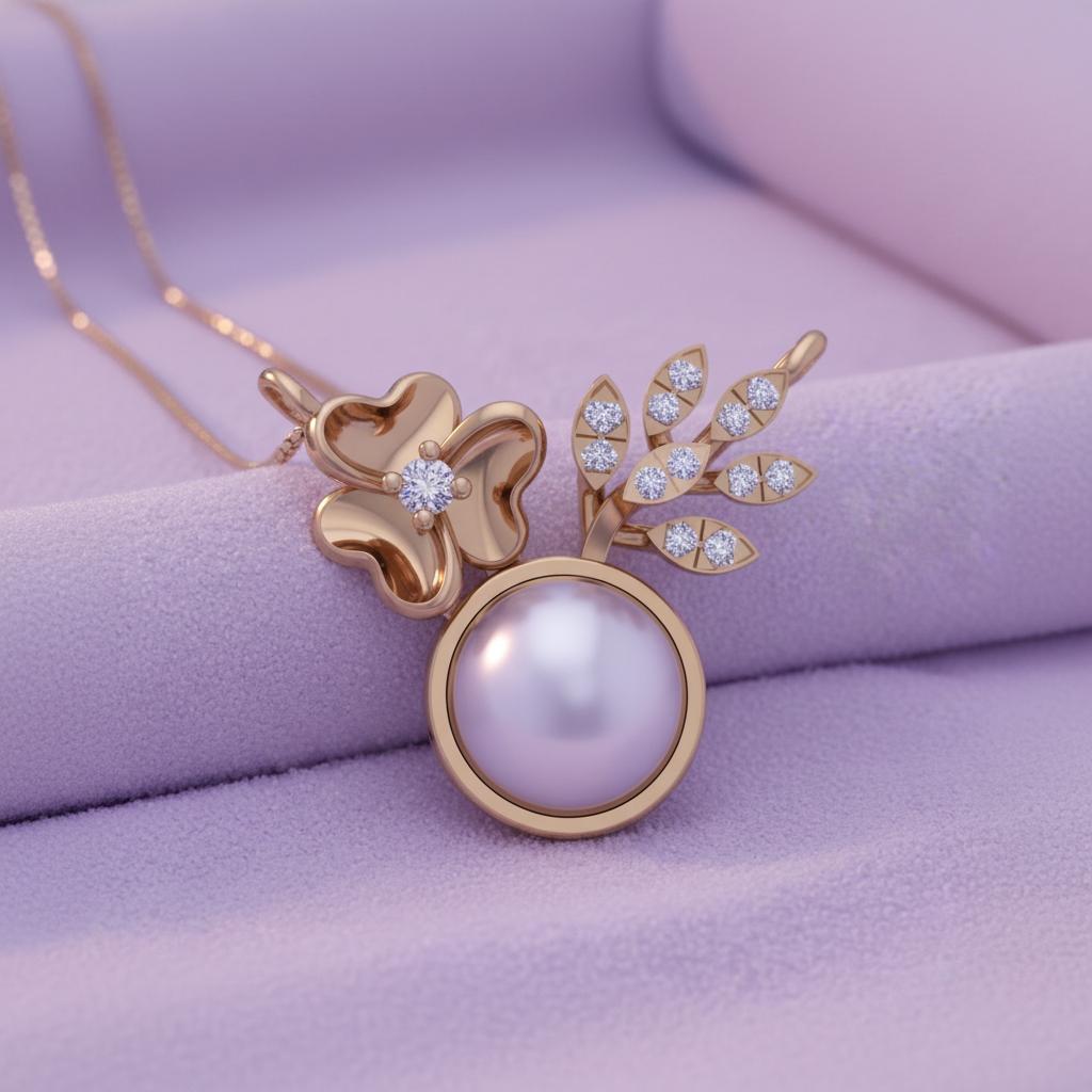 Lavender Cushion Pearl Necklace