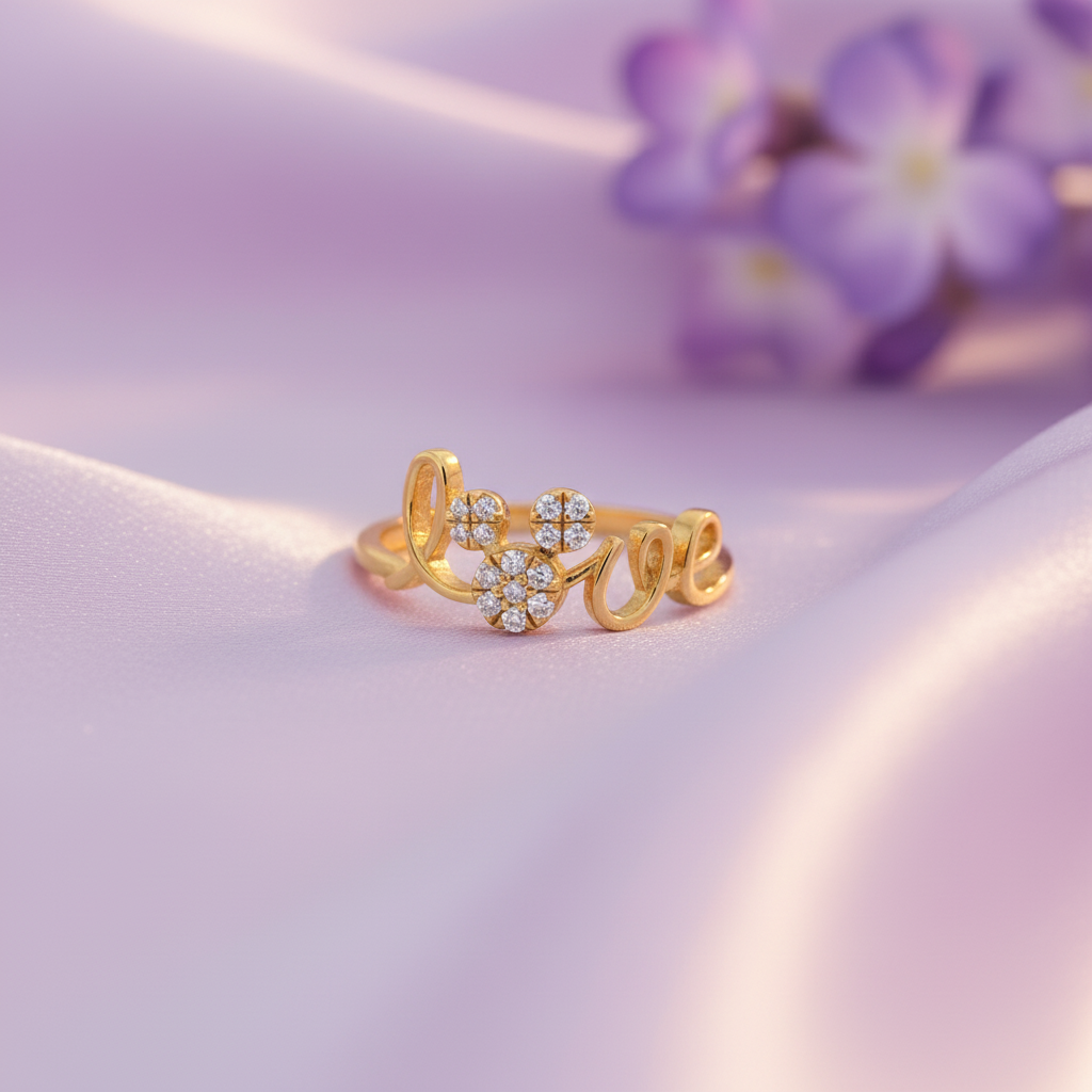 LOVE Script Ring - Lavender Silk Angled