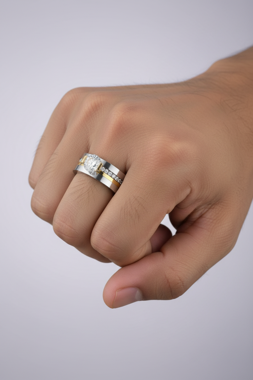 Male Hand - Exact Two-Tone Ring Design Lavender