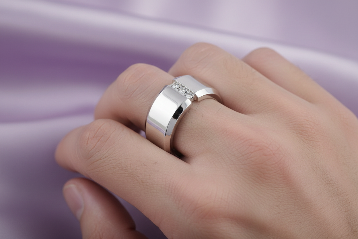 Men's white gold band correct design