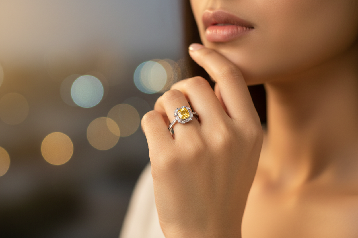 Micro Tiny Yellow Sapphire Ring - Bollywood Style