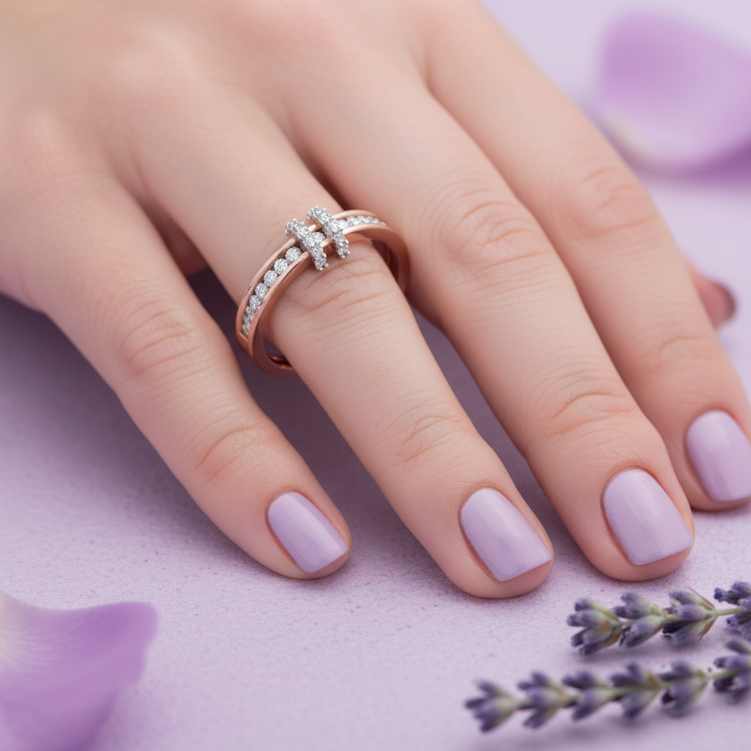 Model Hand - Double Band Diamond Ring Corrected