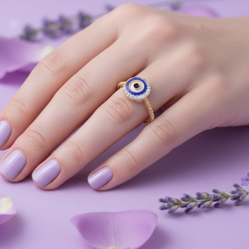 Model Hand - Evil Eye Ring Subtle Center