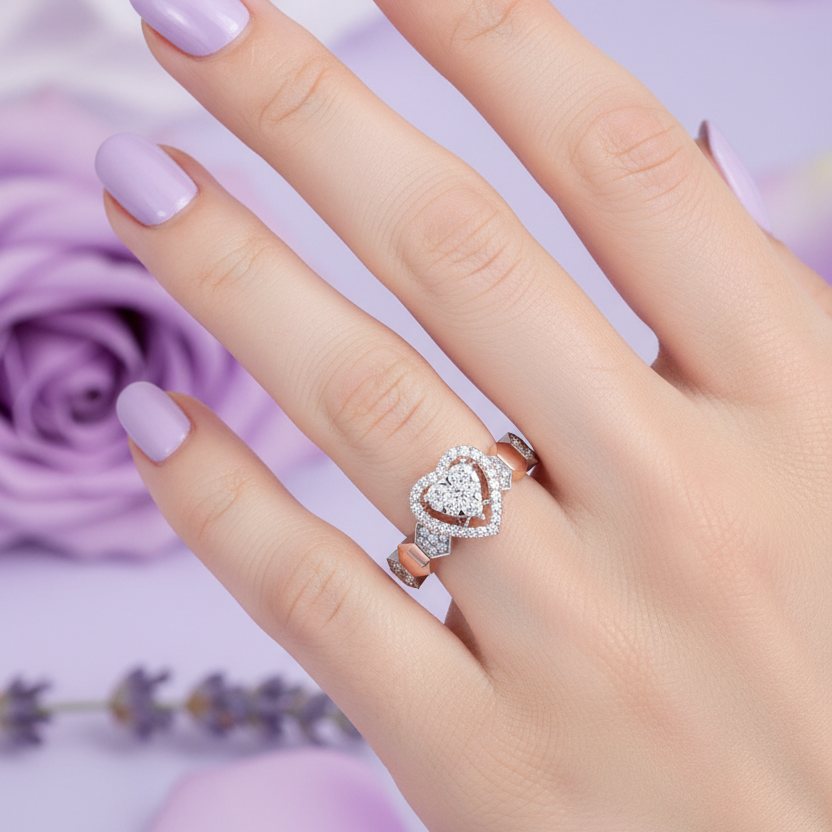 Model Hand - Honeycomb Heart Ring