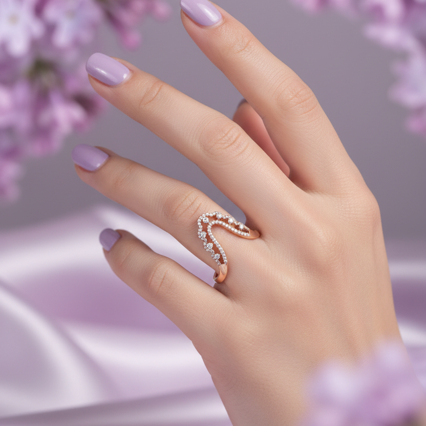 Model Hand - Rose Gold Arch Crown Ring