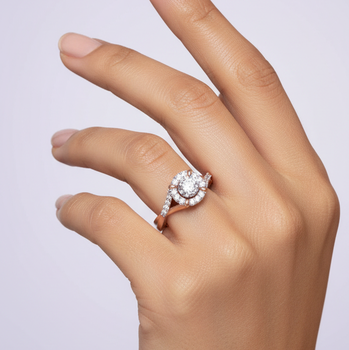 Model Hand - Small Delicate Ring on Lavender