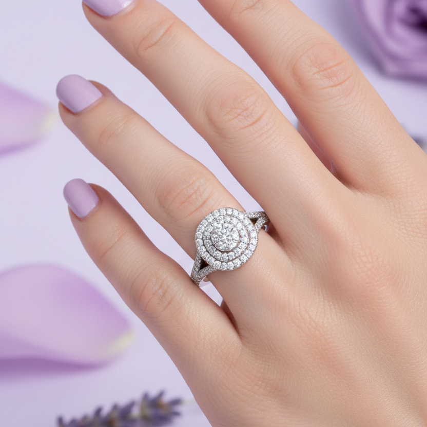 Model Hand - Smaller Oval Cluster Ring