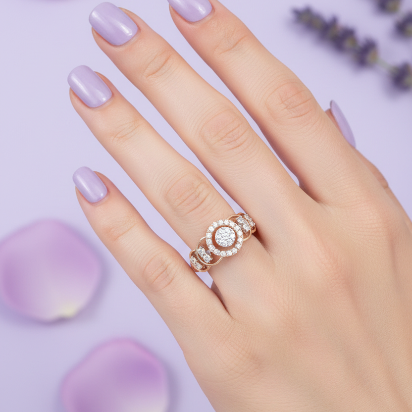 Model Hand - Smaller Triple Circle Ring Natural Fit