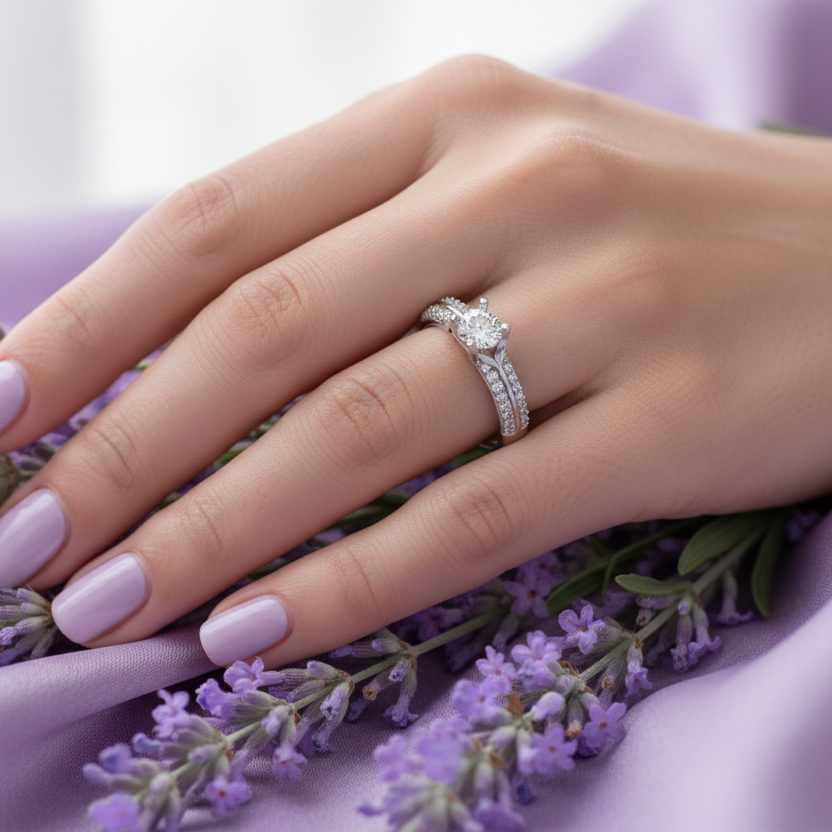 Model Hand Wearing Diamond Ring