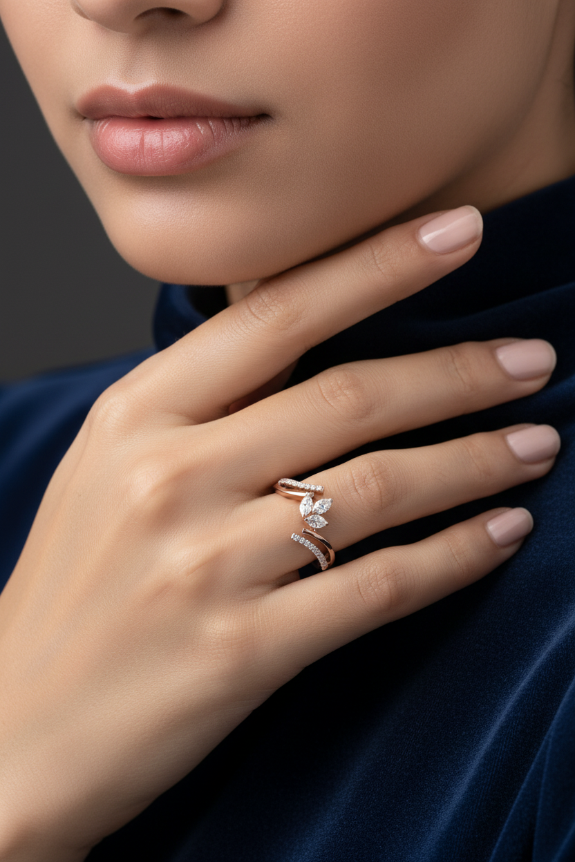 Model with rose gold ring - editorial