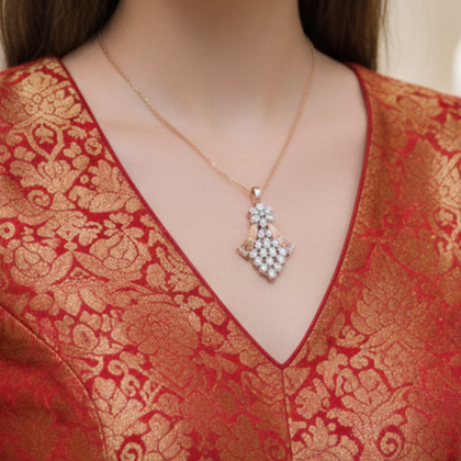 Cascading Pear Diamond 925 Silver Pendant