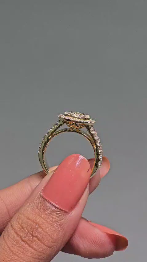 Royal Halo Pear Diamond SIlver Ring