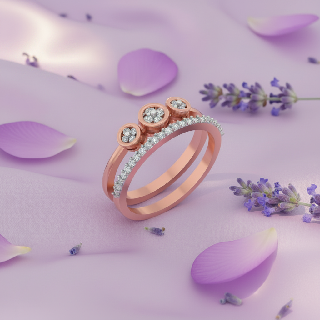 Rose Gold Double Band Ring - No Logo
