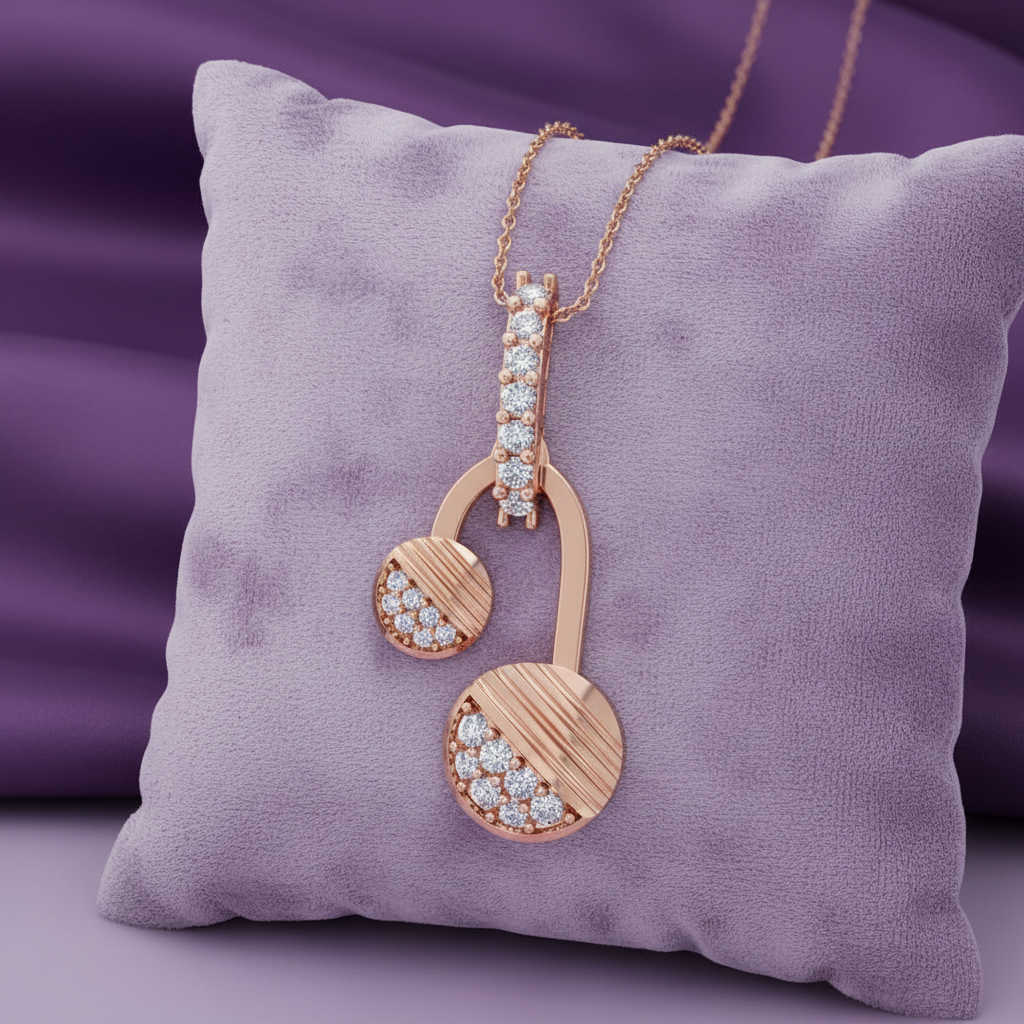 Rose Gold Padlock Pendant on Lavender Cushion