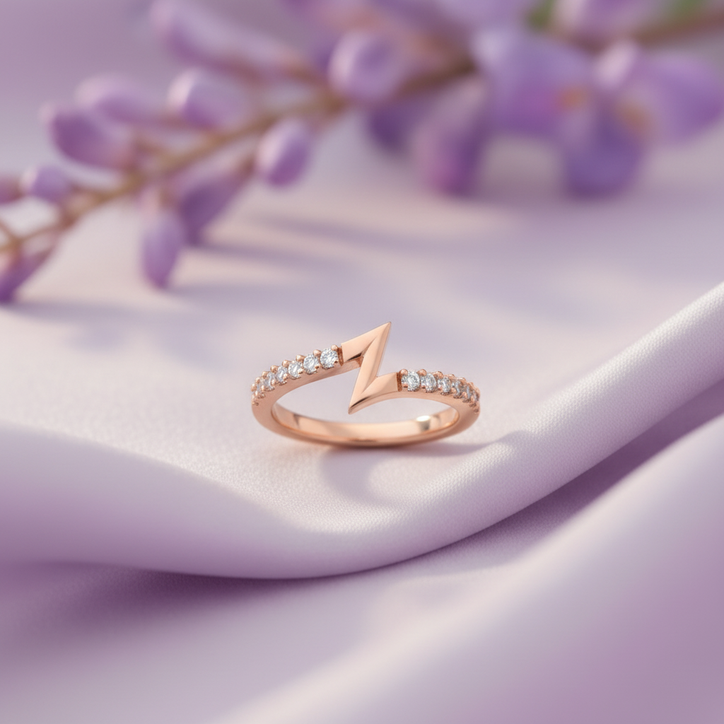 Rose Gold Z-Ring – Flat Lay Lavender