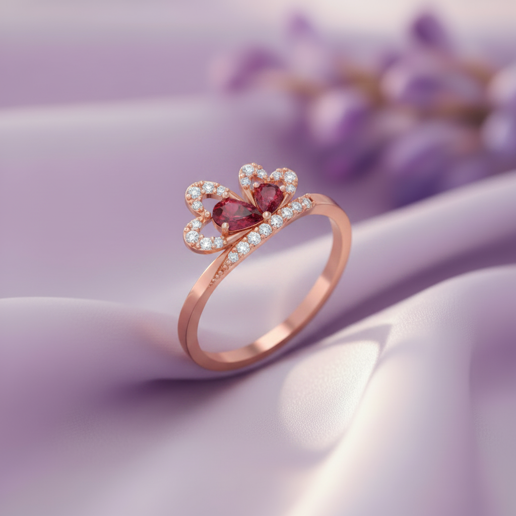 Ruby Butterfly Ring Lavender Style 1