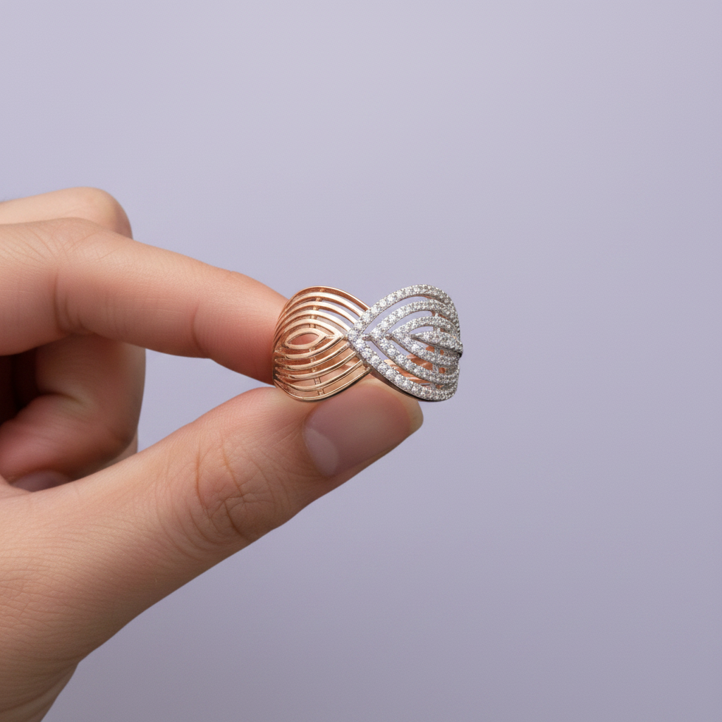 Shiny Two-Tone Woven Ring - Lavender