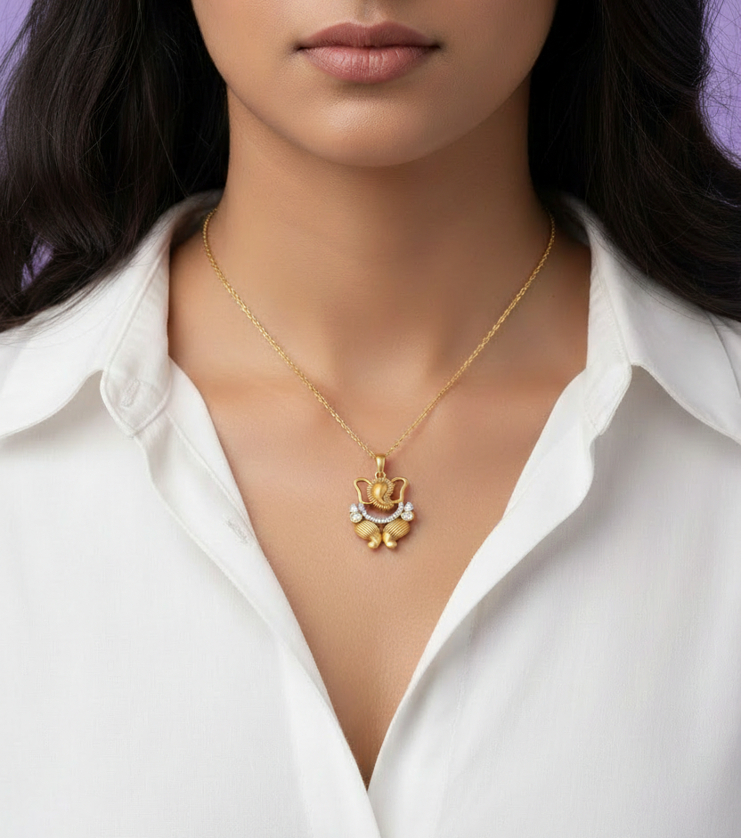 Smaller Ganesha Pendant - Same Design - Model Neck