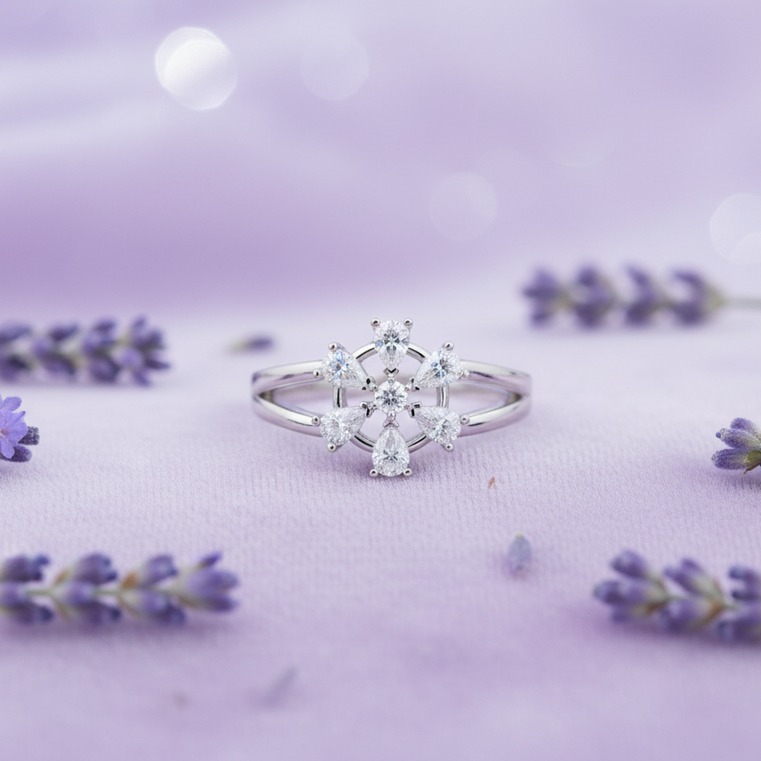 Snowflake Ring Flat Lay