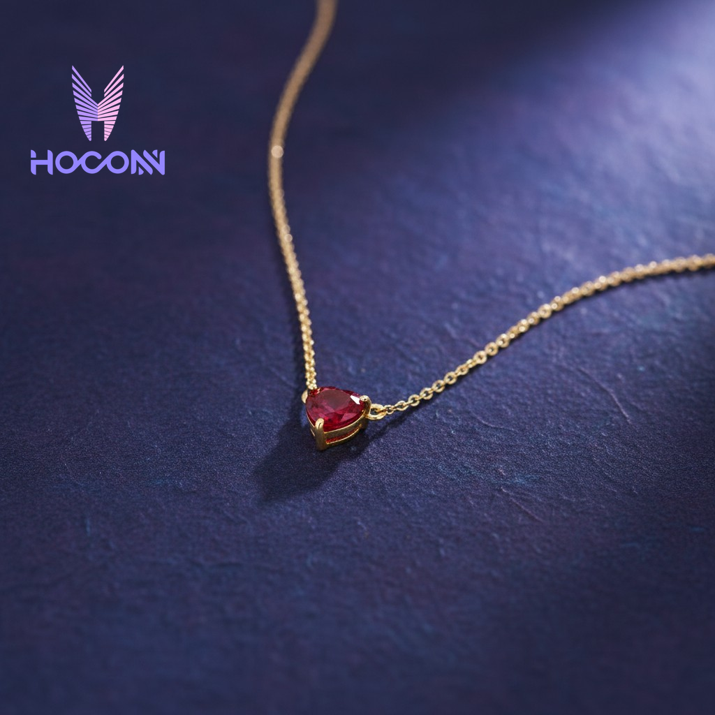 Chic Red Heart Stone Silver Pendant With Chain