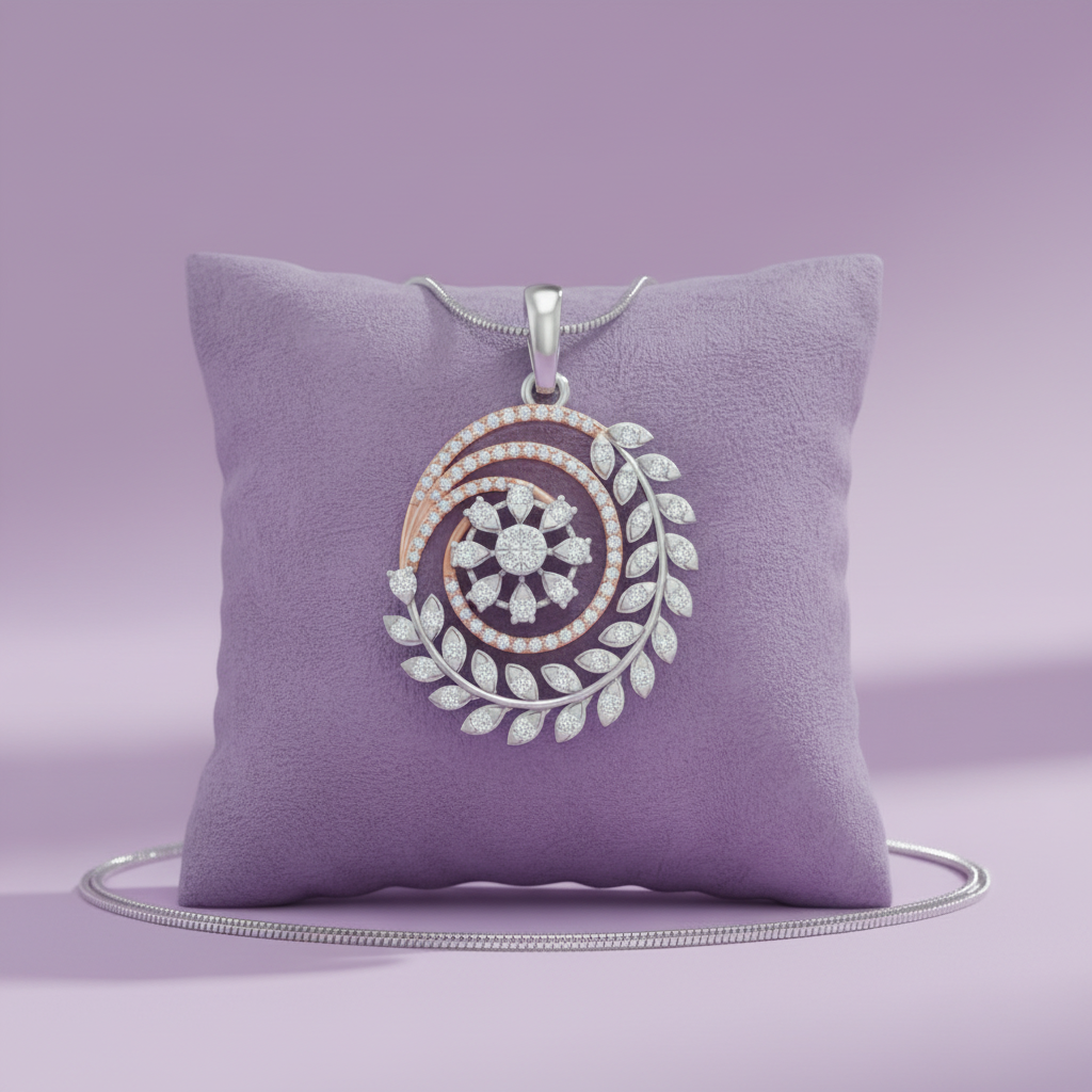 Spiral pendant - lavender cushion 1