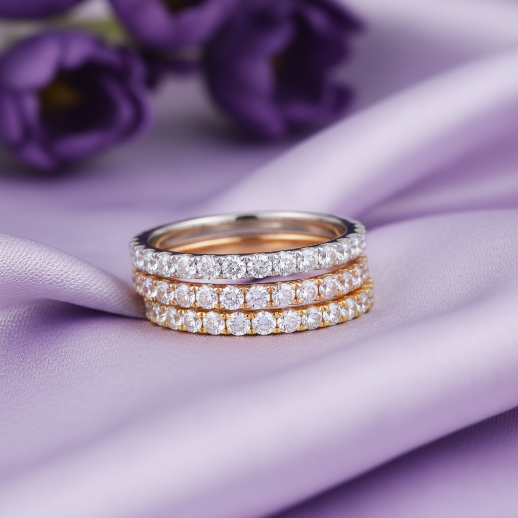 Three Diamond Eternity Bands No Plain Ring – Lavender