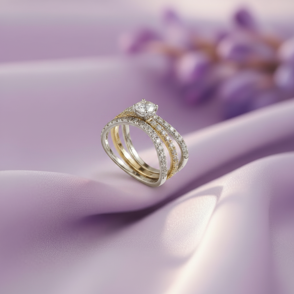 Triple Band Ring - Lavender Silk Angled