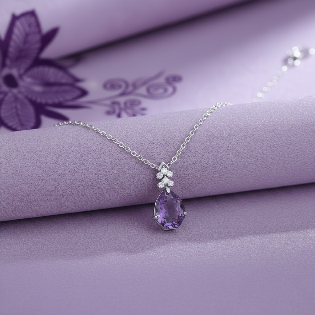 White Rhodium Amethyst - Same Background