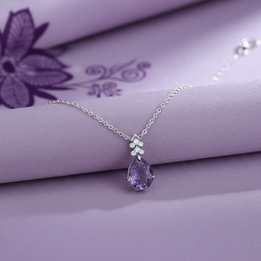 White Rhodium Amethyst - Same Background