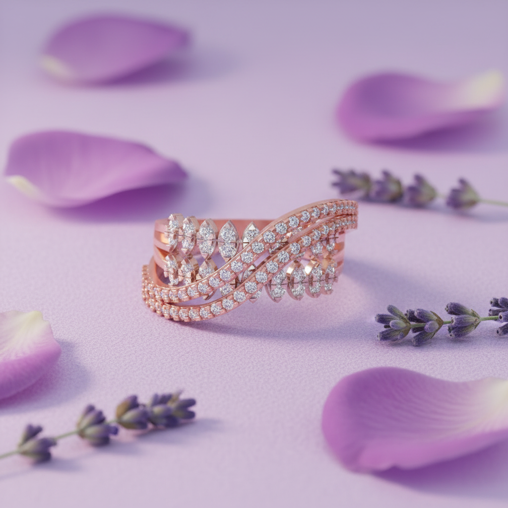 Wide Cocktail Ring on Lavender - Corrected